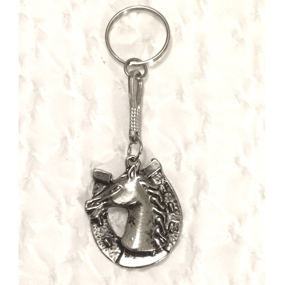 Lucky Horseshoe Horse Head Metal Keychain Charm Souvenir Mexico